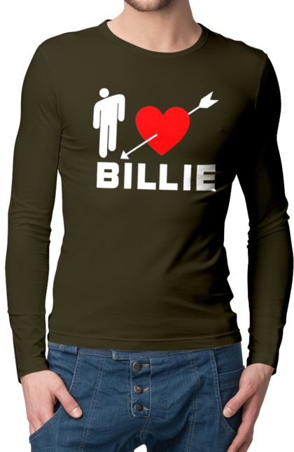 Чоловічий лонгслів з принтом "Біллі Айліш". Біллі айліш, логотип біллі айліш, принт біллі айліш, співачка біллі айліш. 2070702