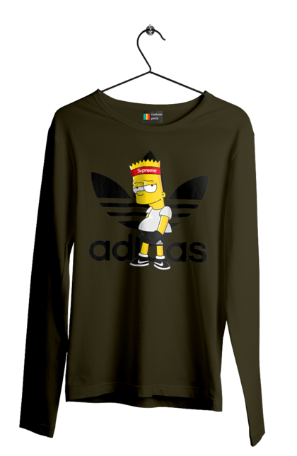 Чоловічій лонгслів з принтом "Adidas Барт". Adidas, bart, адідас, барт, мультфільм, серіал, сімпсон. 2070702