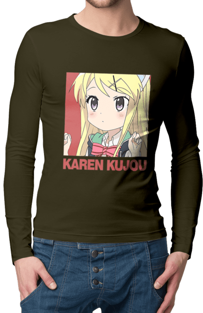 Men's longsleeve with prints Kiniro Mosaic Karen Kujo. Anime, gold mosaic, karen, karen kujo, kiniro mosaic, kinmoza, manga. 2070702