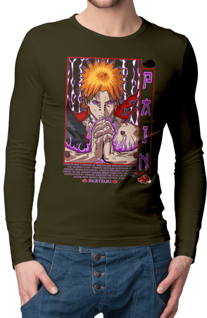 Men's longsleeve with prints Naruto Yahiko. Akatsuki, anime, character, manga, naruto, ninja, pain, tv series, yahiko. 2070702