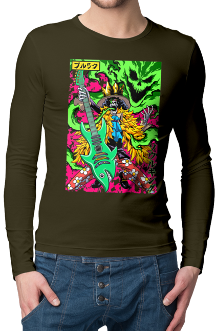 Men`s longsleeve with prints One Piece Brook. Anime, brook, manga, one piece, soul king, straw hat pirates. 2070702