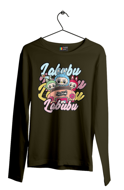 Чоловічий лонгслів з принтом "Лабубу". Іграшка лабубу, лабубу, лабубу кока кола, мерч лабубу, мила, рожева лабубу, смішна лабубу. 2070702