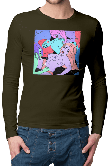 Чоловічий лонгслів з принтом "Дівчата Інопланетянки". Дівчата, інопланетянки, космос, різнокольорові. 2070702