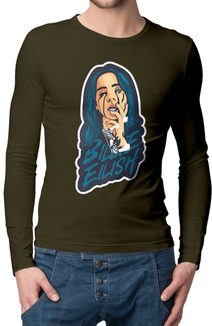 Чоловічий лонгслів з принтом "Billie Eilish". Активістка, біллі айліш, мизукант, права, співачка, тварини. 2070702