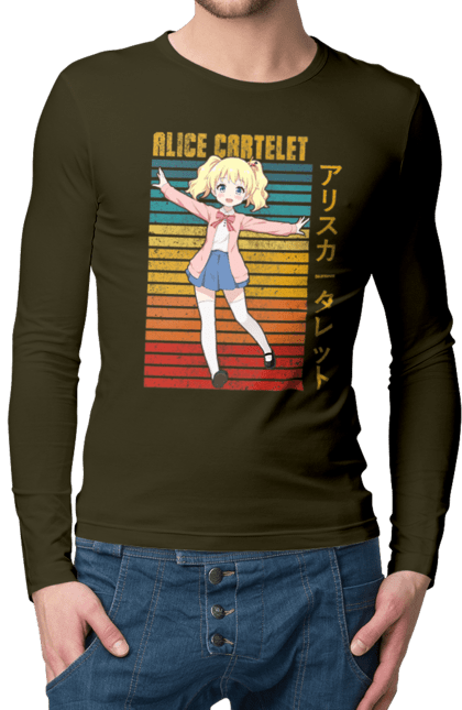 Men's longsleeve with prints Kiniro Mosaic Alice Cartelet. Alice, alice cartelet, anime, gold mosaic, kiniro mosaic, kinmoza, manga. 2070702