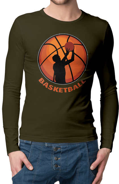 Чоловічій лонгслів з принтом "Гра Баскетбол". Баскетбол, баскетболіст, гра баскетбо, фаворит. aslan
