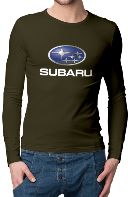 Чоловічий лонгслів з принтом "Subaru". Авто, логотип, субару. 2070702
