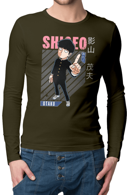 Чоловічій лонгслів з принтом "Mob Psycho 100". Anime, manga, mob psycho 100, shigeo kageyama, аніме, манга, моб, моб-вар ят 100, сігео кагеяма, шіґео каґеяма. 2070702