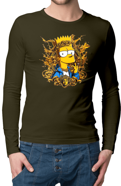 Men's longsleeve with prints Bart Simpson Versace. Bart, cartoon, serial, simpson, versace. 2070702