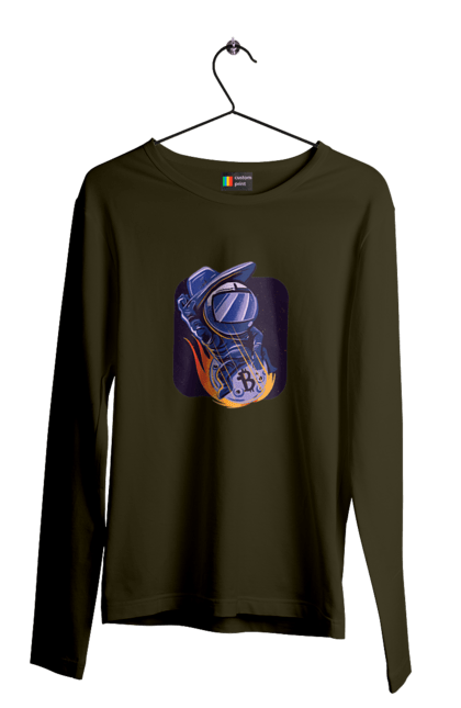 Чоловічий лонгслів з принтом "Космо біткоїн". Биткоин, бінарний, біткоїн, біткойн, валюта, гроші, крипто, програміст, хакер. 2070702