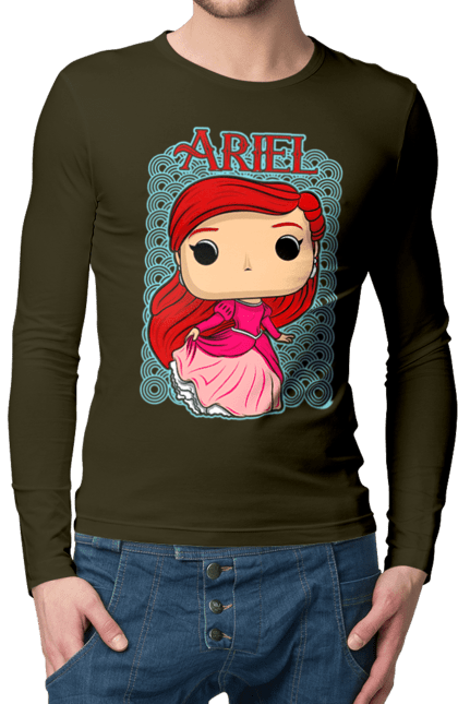 Чоловічій лонгслів з принтом "Аріель". Ariel, little mermaid, аріель, казка, принцеса, русалонька, русалочка. 2070702