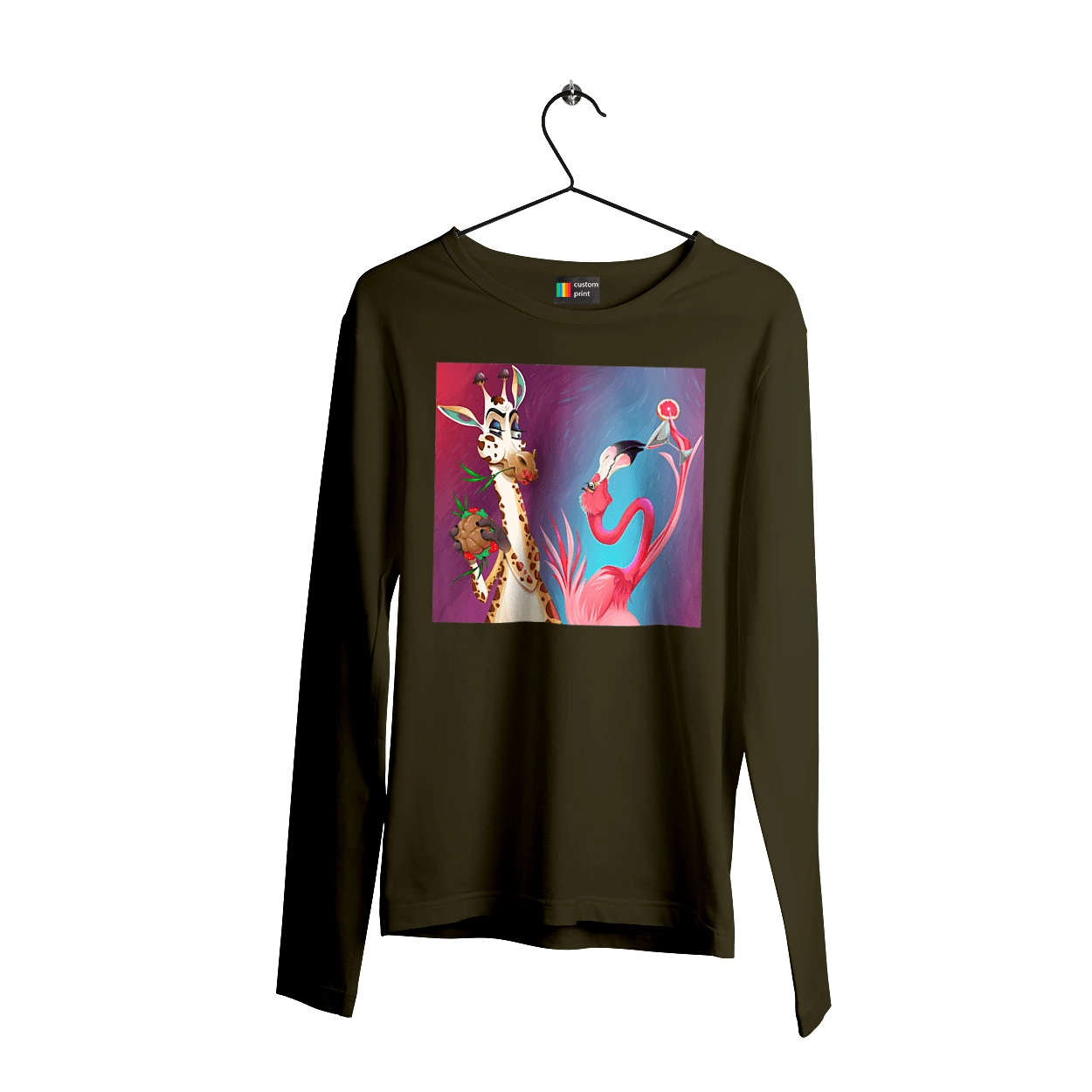 Giraffe And Flamingo At The Party