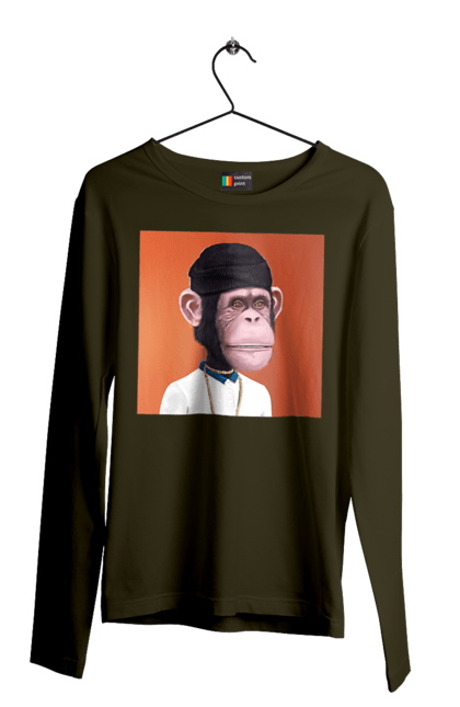 Чоловічій лонгслів з принтом "Мавпочка 4". Nft, персонаж, принти, ручне малювання, футболки. CustomPrint.market