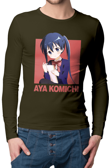 Men's longsleeve with prints Kiniro Mosaic Aya Komichi. Anime, aya komichi, gold mosaic, kiniro mosaic, kinmoza, manga. 2070702