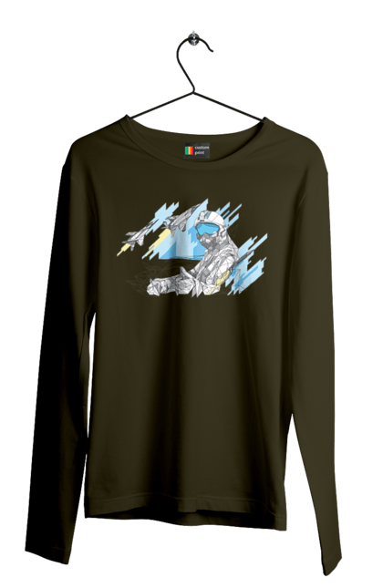 Чоловічий лонгслів з принтом "Слава збройним силам України". День захисника, день захистиць, марка, подяка, слава зсу, укрпошта. 2070702