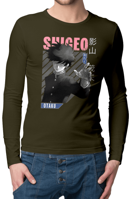 Men's longsleeve with prints Mob Psycho 100. Anime, manga, mob, mob psycho 100, shigeo kageyama. 2070702