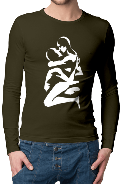 Чоловічий лонгслів з принтом "Білі Тіла". Жінка, контур, тіла, чоловік. 2070702