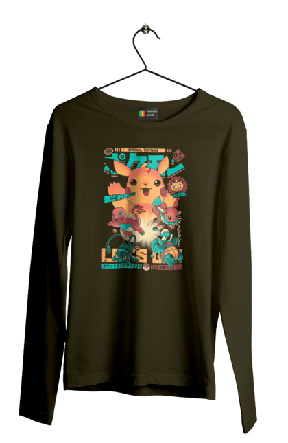 Мужской лонгслив с принтом Пакемон. Anime, pokemon, x и y, xy-z, алмаз и жемчуг, белое и чёрное, боевое измерение, галактические битвы, игры, мальчик эш, мастер приключения, победители лиги синно, покемон бульбазавра, покемон сквиртла, покемон чармандера, приключения в калоc, приключения в юнове, сериал покемон, судьбы соперников. 2070702