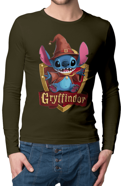 Чоловічій лонгслів з принтом "Стіч Ґрифіндор". Gryffindor, harry potter, hogwarts, stich, гаррі поттер, грифіндор, стіч, факультет, франшиза, хогвартс. 2070702