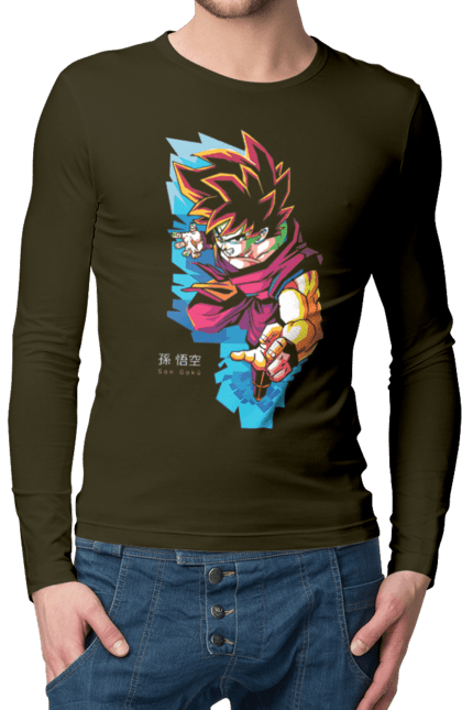 Men's longsleeve with prints Dragon Ball Son Goku. Anime, dragon ball, goku, manga, son goku, tv series. 2070702