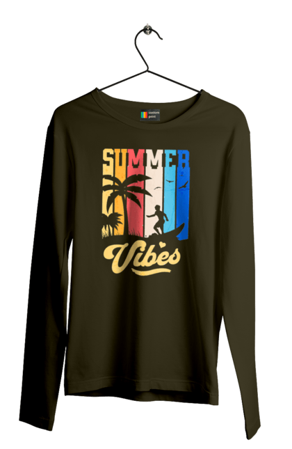 Men`s longsleeve with prints Summer Vibes Beach. Beach, sea, summer, surfing, tropics, vacation. 2070702