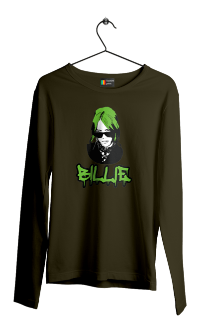 Чоловічий лонгслів з принтом "Billie Eilish". Активістка, біллі айліш, мизукант, права, співачка, тварини. 2070702
