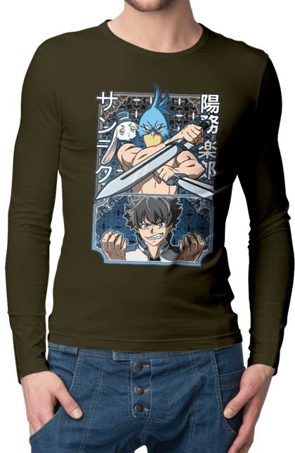 Men's longsleeve with prints Shangri La Frontier. Anime, emul, manga, rabbit, shangri la frontier, shangri-la frontier, shonen. 2070702