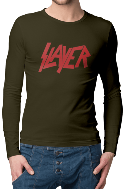 Men's longsleeve with prints Slayer. Groove metal, group, metal band, music, nu metal, scull, slayer, speed metal, thrash metal. 2070702