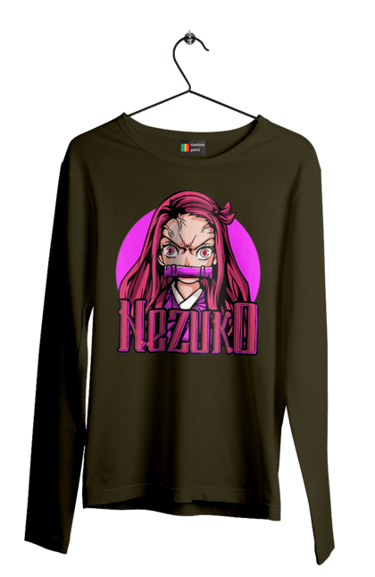 Men's longsleeve with prints Demon Slayer Nezuko. Anime, demon slayer, kimetsu no yaiba, manga, nezuko, serial. 2070702