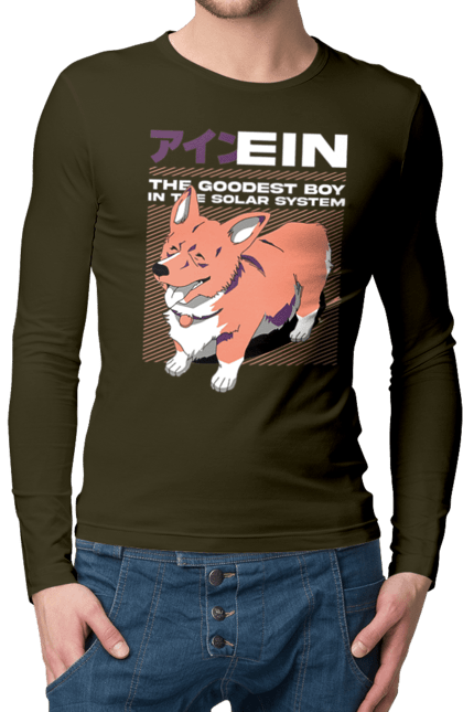 Men's longsleeve with prints Cowboy Bebop Ein. Anime, corgi, cowboy bebop, dog, ein. 2070702