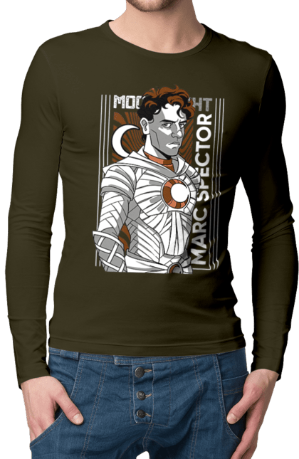 Men's longsleeve with prints Moon Knight. Marc spector, marvel, mcu, moon knight, series, steven grant, tv show. 2070702