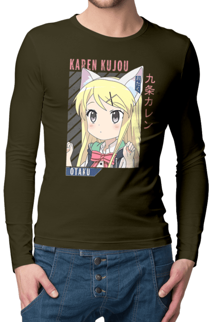 Men's longsleeve with prints Kiniro Mosaic Karen Kujo. Anime, gold mosaic, karen, karen kujo, kiniro mosaic, kinmoza, manga. 2070702