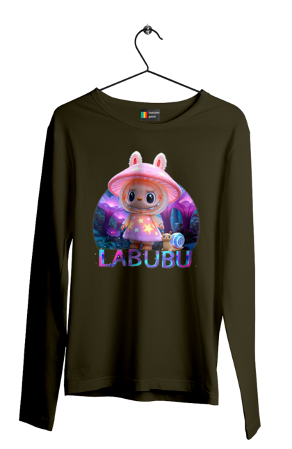 Чоловічий лонгслів з принтом "Лабубу". Брелок лабубу, іграшка лабубу, лабубу, лабубу кока кола, лялька лабубу, мерч лабубу, мила, рожева лабубу, смішна лабубу. 2070702