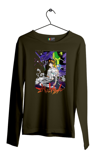 Men's longsleeve with prints Evangelion. Anime, evangelion, eve, kaoru, manga, neon genesis evangelion, rei ayanami, shinji. 2070702