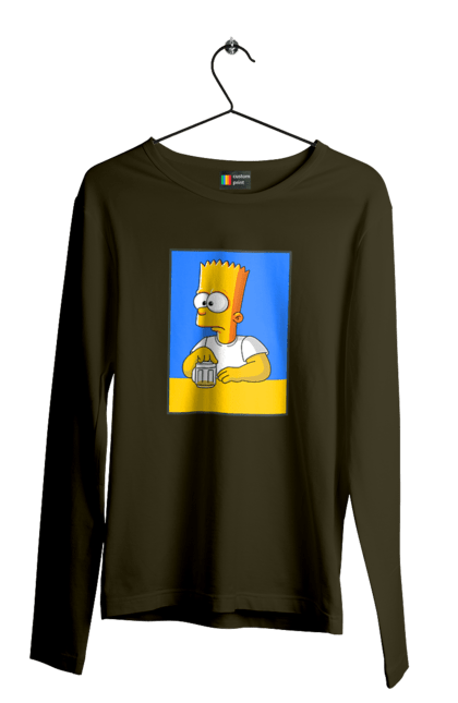 Чоловічий лонгслів з принтом "Барт любитель пива". Барт, барт сімпсон, мультперсонажі, мультфільми, сімпсони, український прапор. 2070702