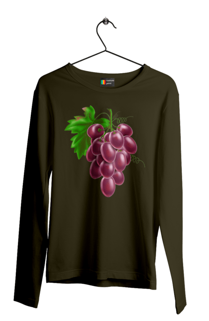 Мужской лонгслив с принтом Виноград. Виноград, фрукт. 2070702