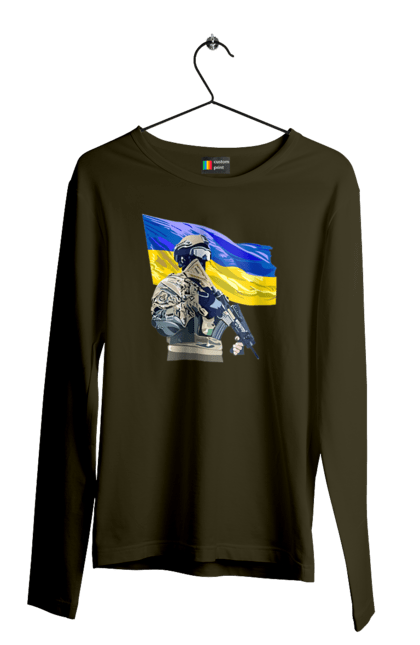 Чоловічий лонгслів з принтом "ЗСУ | Прапор". Війна, герб, збройні сили україни, зсу, патріотична, прапор україни, русский военный корабль, україна, українська символіка, флаг. 2070702