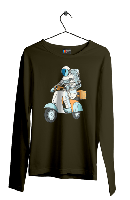 Men`s longsleeve with prints Astronaut on a motorcycle. Cosmonaut, motorcycle, space. 2070702