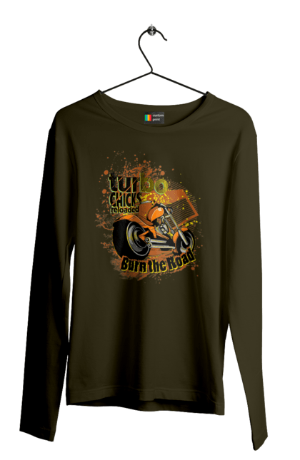 Чоловічий лонгслів з принтом "Мопед Турбо". Їзда, мопед, швидкість. 2070702