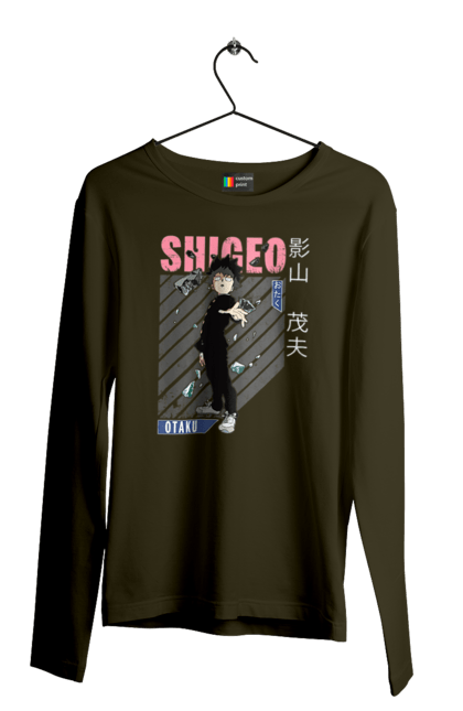 Men's longsleeve with prints Mob Psycho 100. Anime, manga, mob, mob psycho 100, shigeo kageyama. 2070702