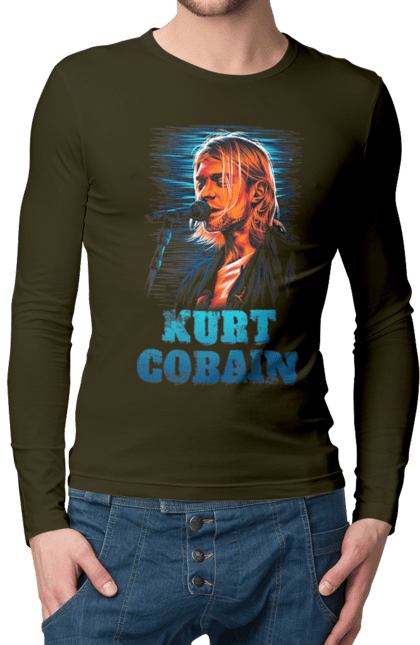 Men's longsleeve with prints Kurt Cobain. Cobain, group, kurt, kurt cobain, music, nirvana, rock. 2070702