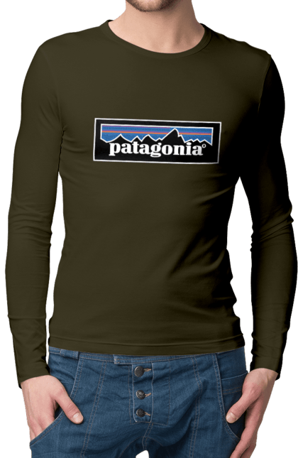 Чоловічій лонгслів з принтом "Патагонія". Модна, патагонія, патагонія бренд, популярна. CustomPrint.market