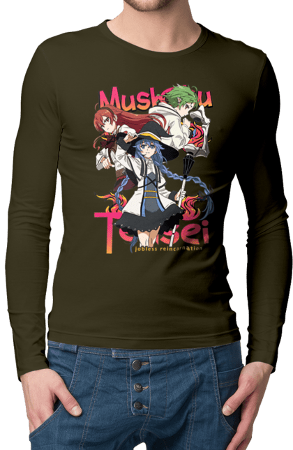 Men's longsleeve with prints Mushoku Tensei. Anime, eris, jobless reincarnation, mushoku tensei, roxy, sylphiette. 2070702