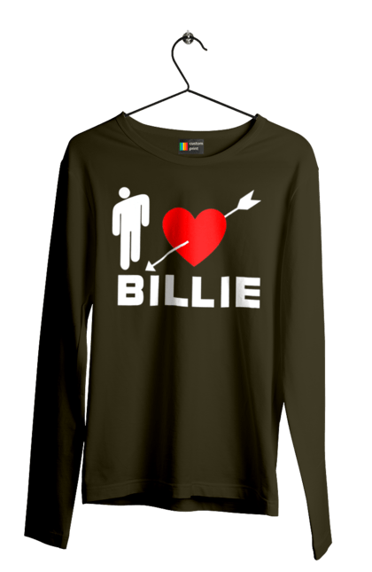 Чоловічий лонгслів з принтом "Біллі Айліш". Біллі айліш, логотип біллі айліш, принт біллі айліш, співачка біллі айліш. 2070702