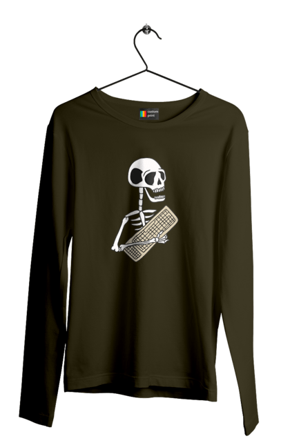 Чоловічий лонгслів з принтом "Вічний кодер". Ай ті, айтішник, бінарний, код, програміст, розробник, хакер. 2070702