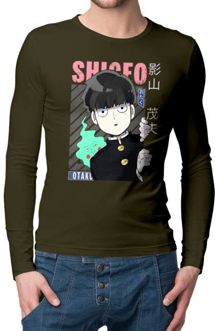 Men's longsleeve with prints Mob Psycho 100. Anime, manga, mob, mob psycho 100, shigeo kageyama. 2070702