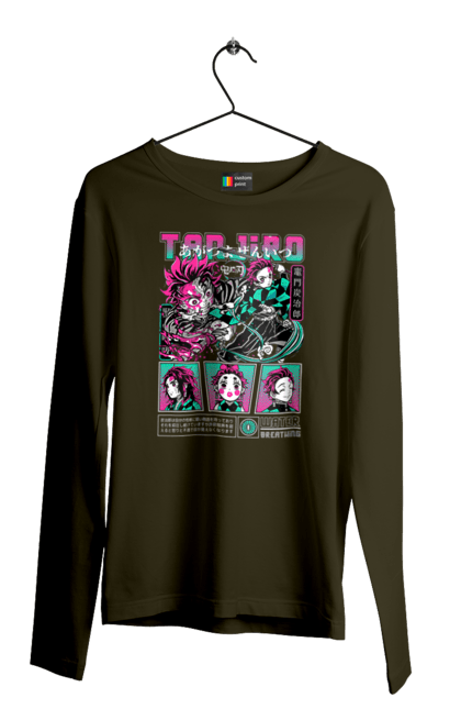 Men's longsleeve with prints Demon Slayer Tanjiro. Anime, demon slayer, kamado tanjiro, manga, tanjiro. 2070702