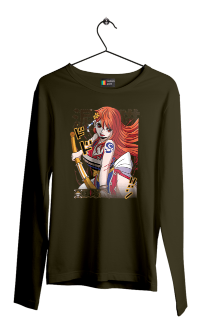 Men's longsleeve with prints One Piece Nami. Anime, cat burglar, manga, nami, one piece, straw hat pirates. 2070702