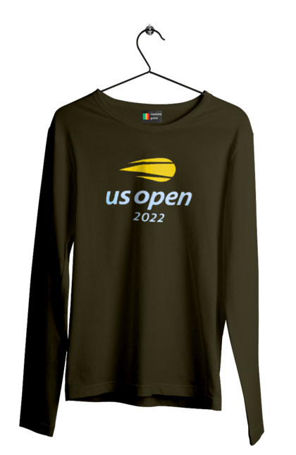 Мужской лонгслив с принтом Теннисный турнир US Open 2022. Большой теннис, игроки, мяч, нью йорк, открытый чемпионат, призовой фонд, ракетка, спонсор, хард, чемпионат америки. 2070702