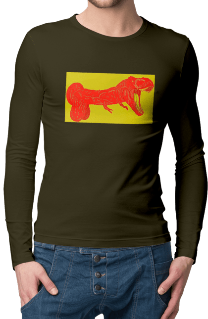 Чоловічий лонгслів з принтом "Член Динозавр". Динозавр, писюн, член. 2070702